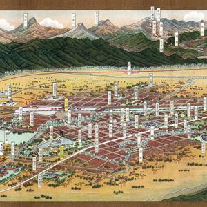 絵葉書48■台湾/鳥瞰図■台湾全島鳥瞰図 4枚連 / 吉田初三郎 ★戦前/台湾銀行：発行