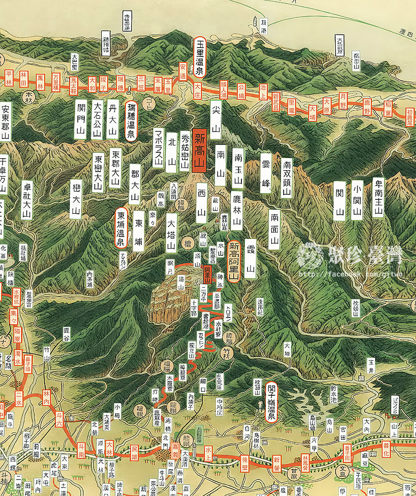 絵葉書48■台湾/鳥瞰図■台湾全島鳥瞰図 4枚連 / 吉田初三郎 ★戦前/台湾銀行：発行